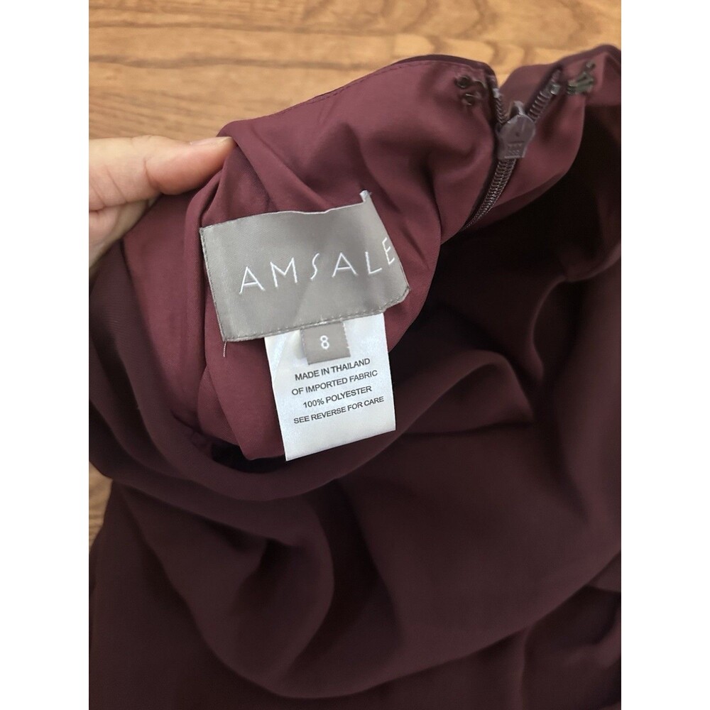 Amsale Cowl Neck Tulip Cocktail Dress Ruby Size 8 R $625 - Picture 3 of 4